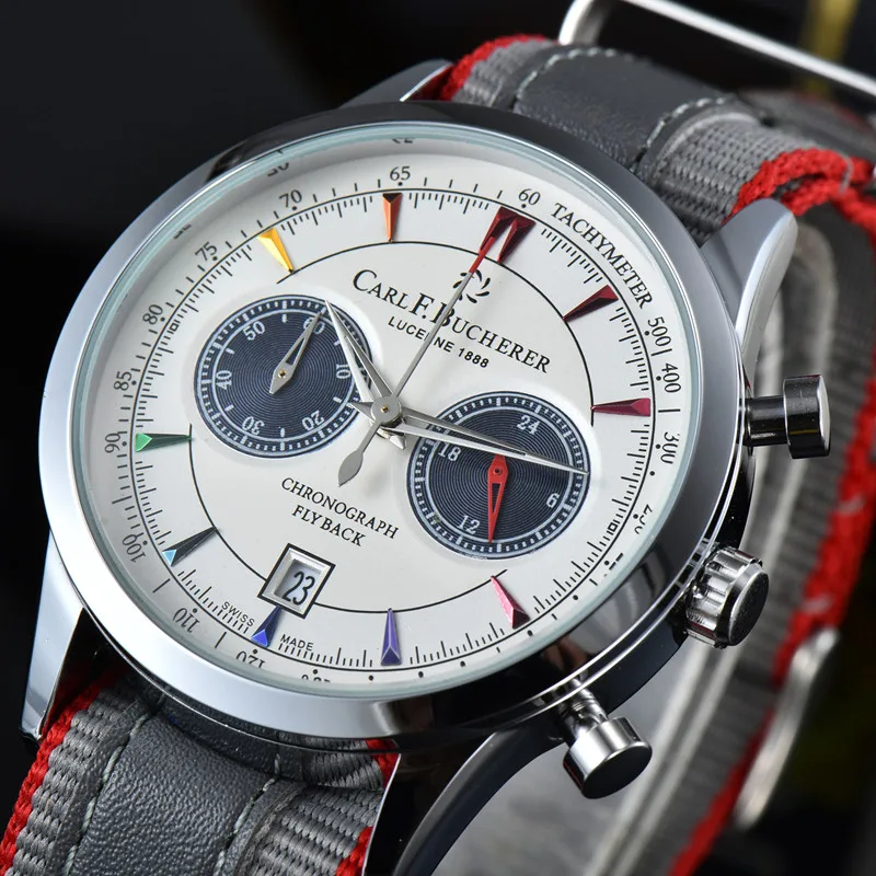 

Carl F. Bucherer MANERO FLYBACK SIGNATURE Limited Edition Maliron Collection Chronograph Fabric Strap 43mm Luxury Quartz Watch