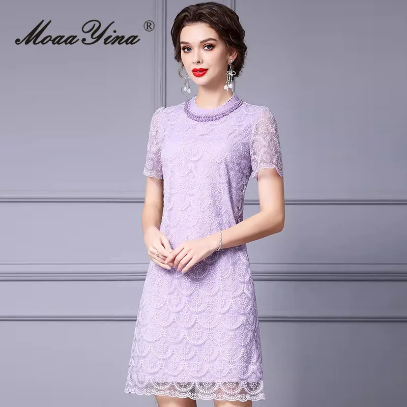 MoaaYina модное дизайнерское летнее женское уличное платье с коротким рукавом