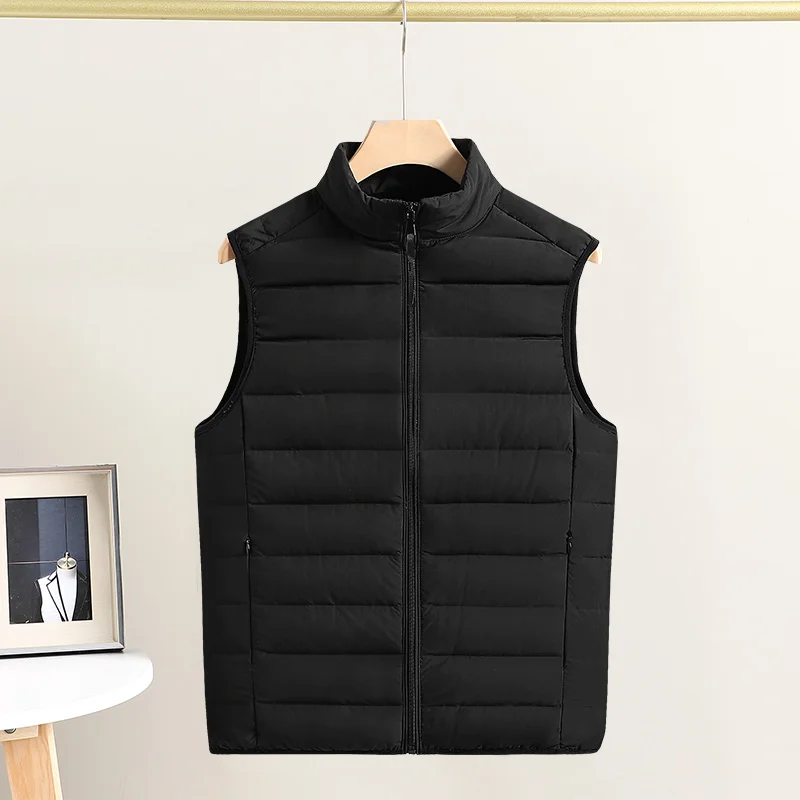 

Packable Down Vests Men 90% White Duck Down Ultra Ligtht Winter Vests Solid Portable Sleeveless Waistcoat Homme Warm Parkas