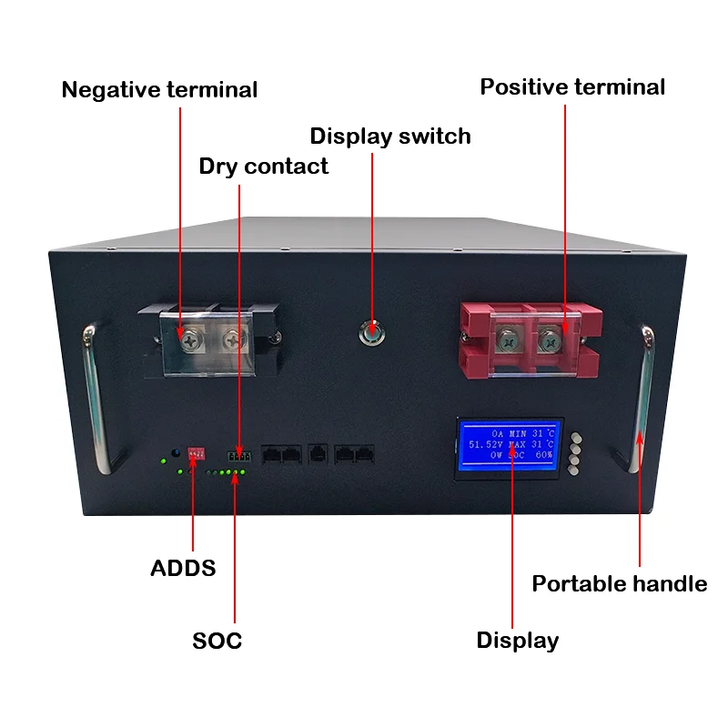 Литиевая солнечная батарея 6000 + циклы RS485 CAN для RV EV Домашний тип стеллажа хранения