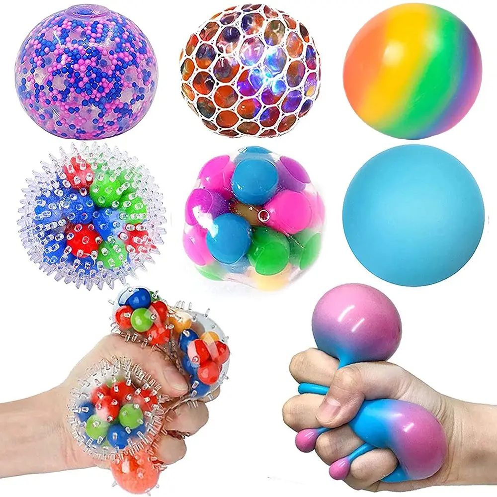 

6PCS Home Office Kids Adults Sensory Anxiety Autism Decompression Stress Relief Balls Fidget Toy Squeeze Ball
