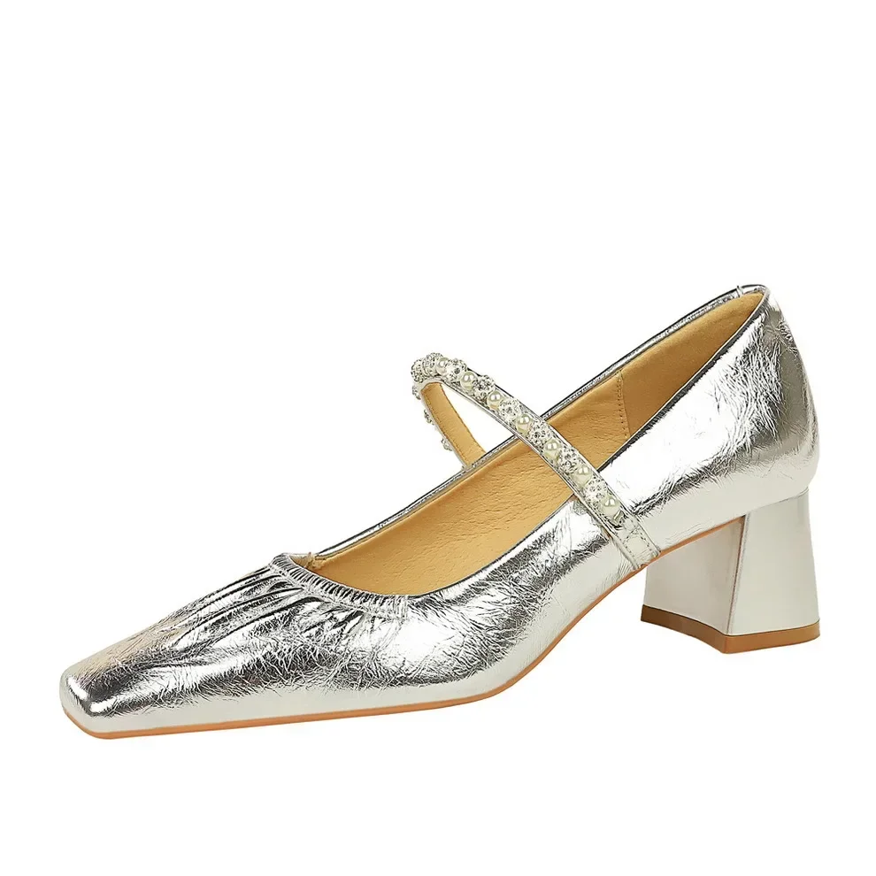 Женские туфли-лодочки BIGTREE Весенняя элегантная женская обувь с бусинами и