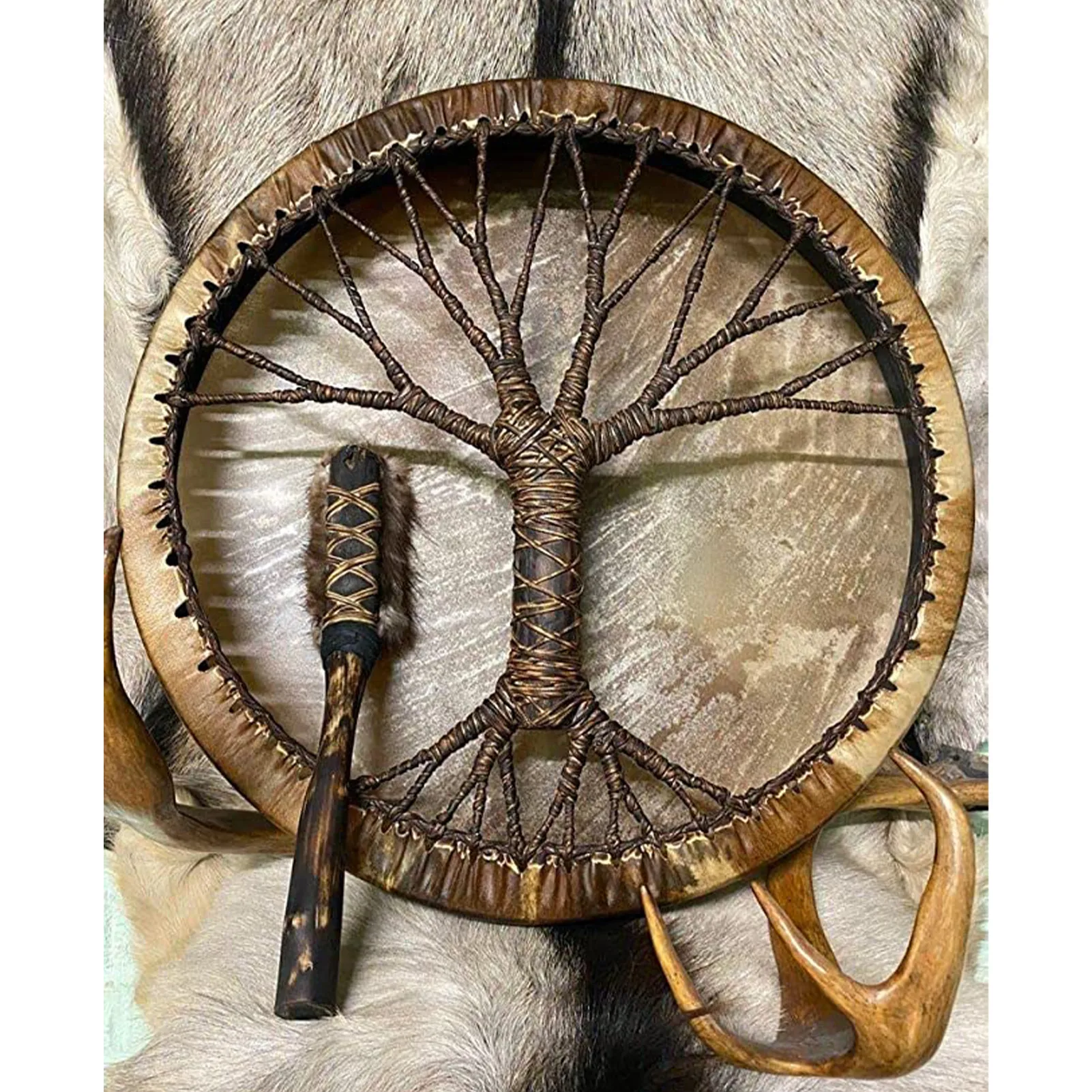 

New Tree Of Life Shaman Drum Siberian Drum Spirit Music Shaman Drum Handmade Craft Ornament Easter Gifts Home Decoration