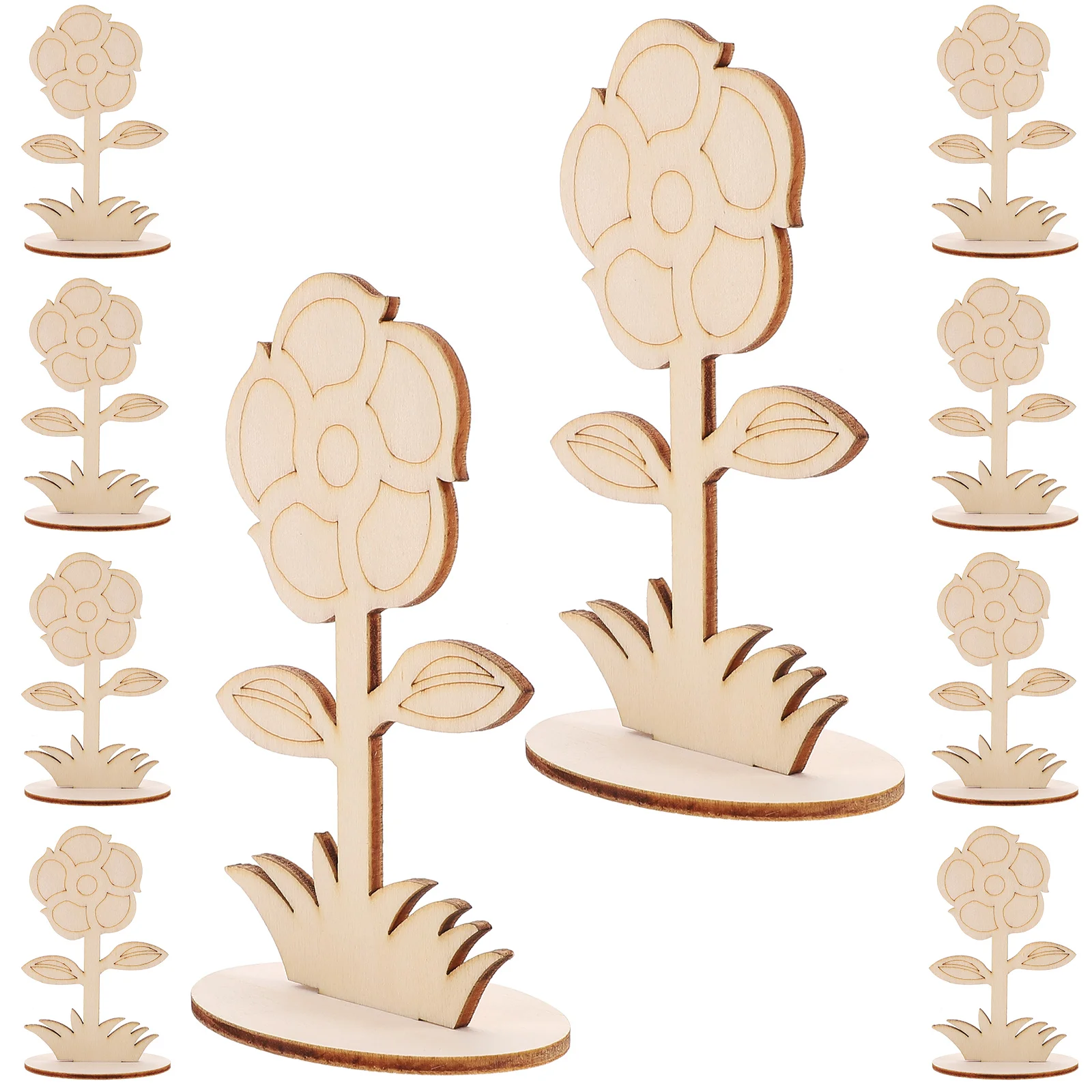 

12 Pcs Unfinished Wood Flower Cutouts Crafts Other Educational Toys Wooden Flowers Child