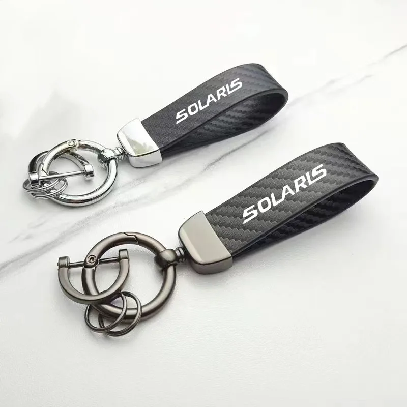 

Leather Car Keychain Carbon Fiber Custom Sport Line For HYUNDAI SOLARIS Car Accessories