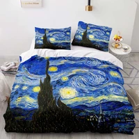 3d duvet cover starry oil painting abstract double bedding set 23pcs quilt cover with zipper closure king size comforter cover
