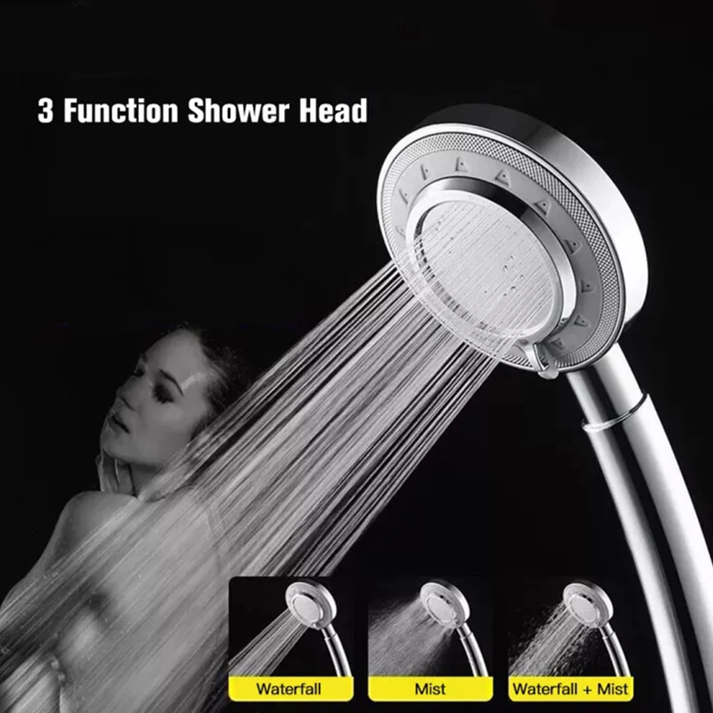 

3 Function High Pressure Shower Sprayer Head HandHold Rainfall Jet Spray Powerful Shower Head Chrome Plating