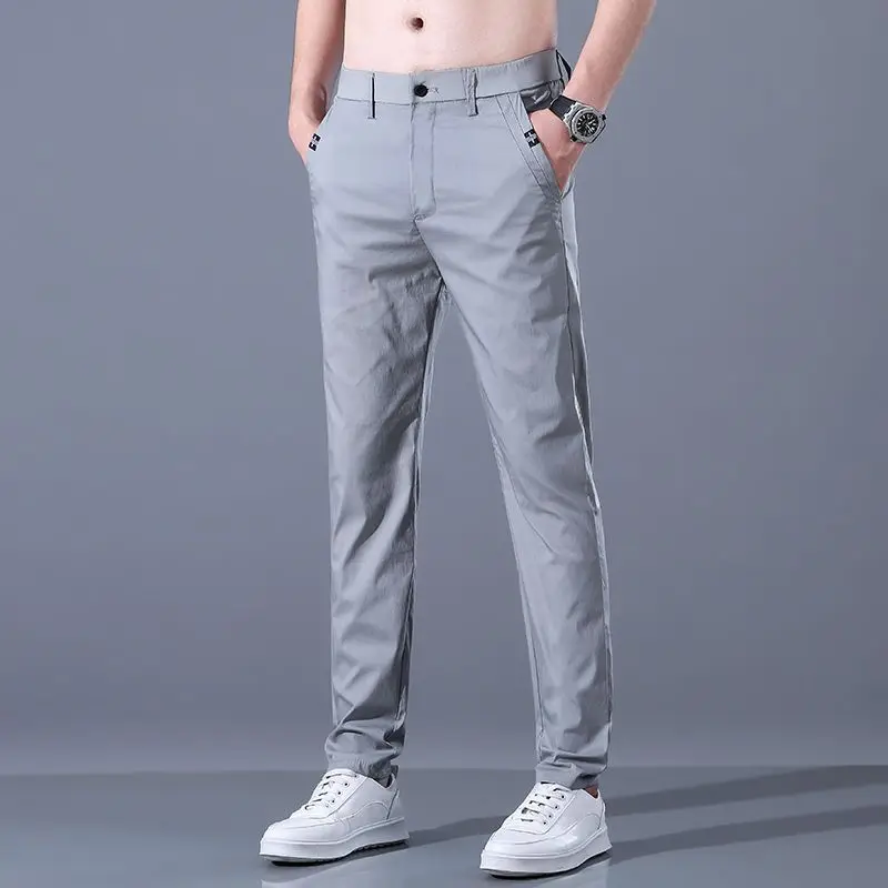 

New Fashion High Quality Cotton Men Pants Straight Spring Autumn Long Male Classic Business Full Length Casual Trousers Q324