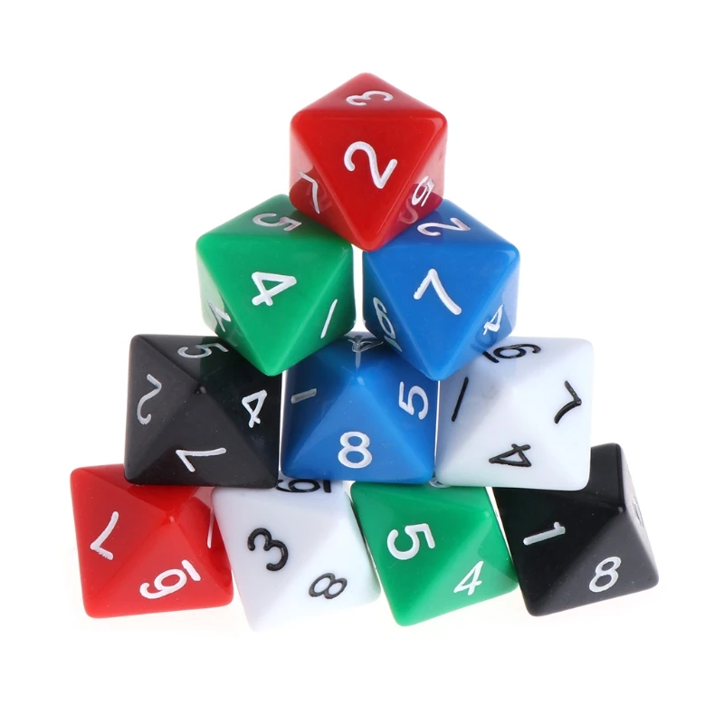 

10Pcs D8 Multi-faceted Acrylic Digital for Club Party Family Game Accessory