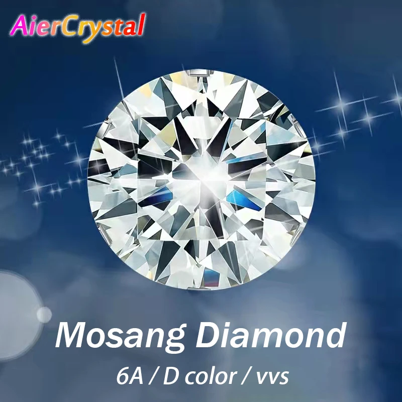 Made In The USA 6A Mosang Diamond D Color  VVS Purity Eight Stars and Eight Arrows Cut Round Wedding Valentine Gift Bright White
