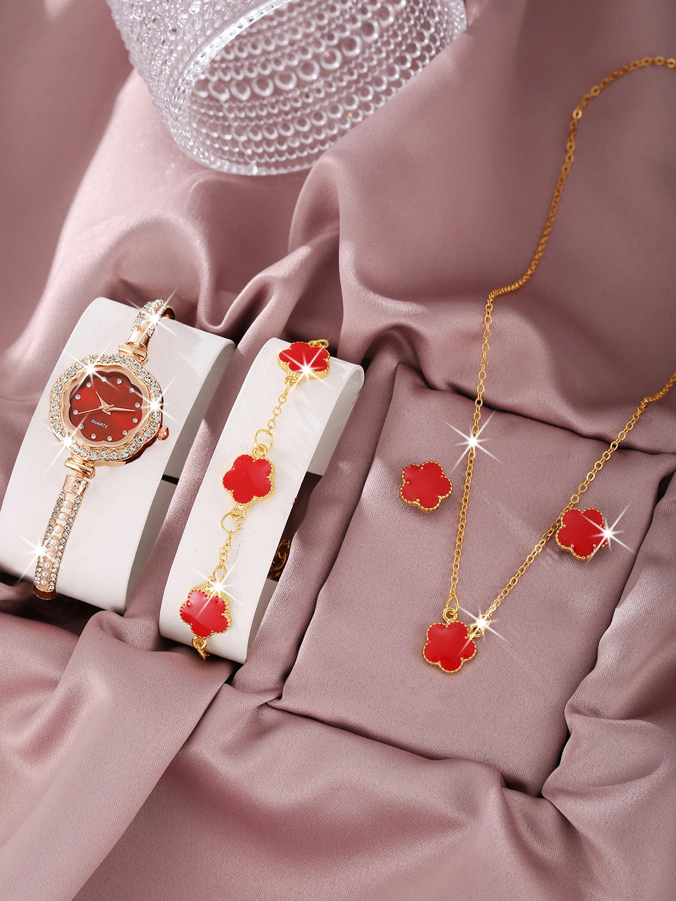 5 шт. новые женские часы-браслет с бриллиантами модные и элегантные кварцевые