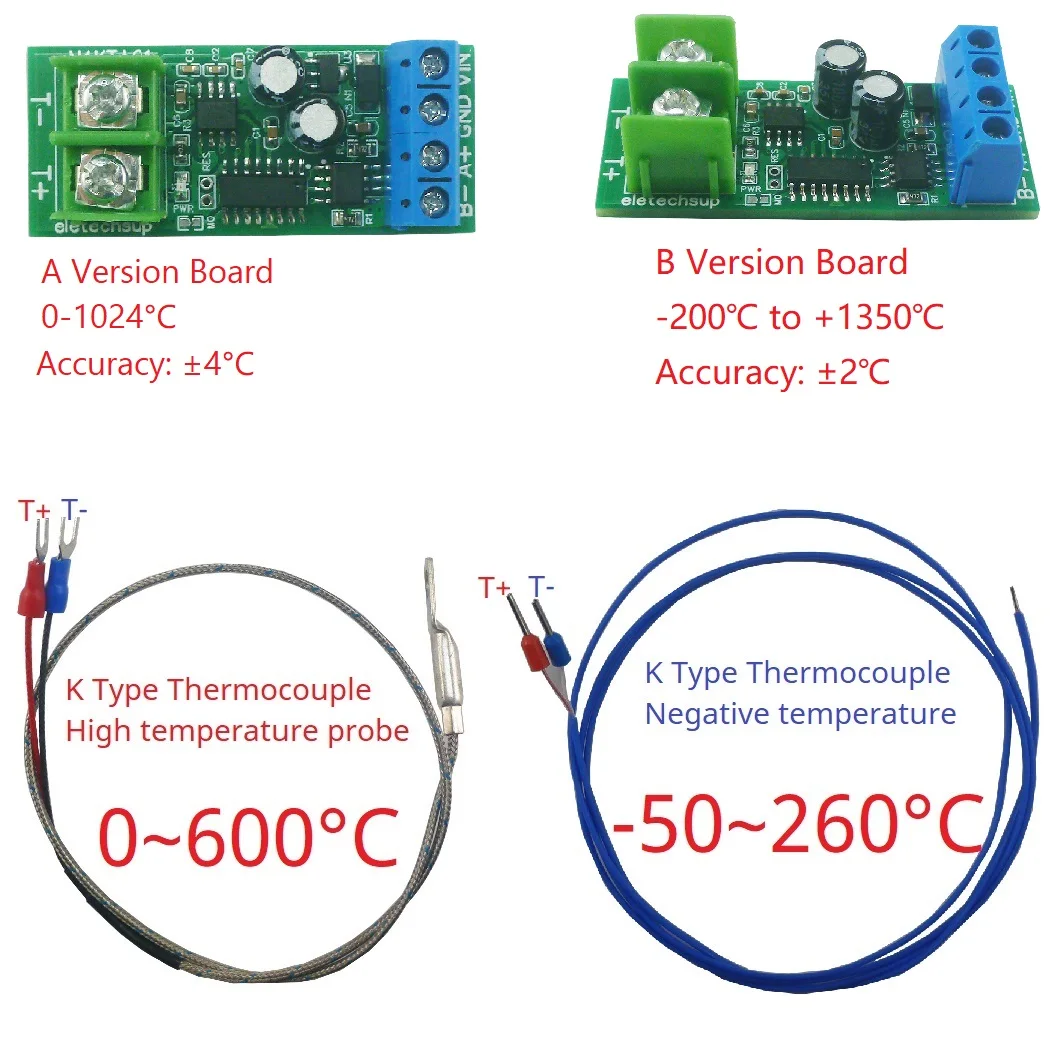 -200-1350C Modbus Rtu K-Type RS485 Модуль преобразователя термопары в цифровой преобразователь