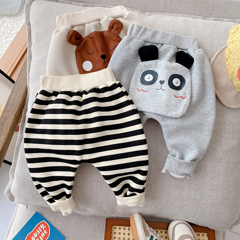

0-2Y Cute Baby Animals Cartoon Pants Boys Girl High Waist Protection Winter Belly Children Toddler Keep Warm Pants Newborn Pants