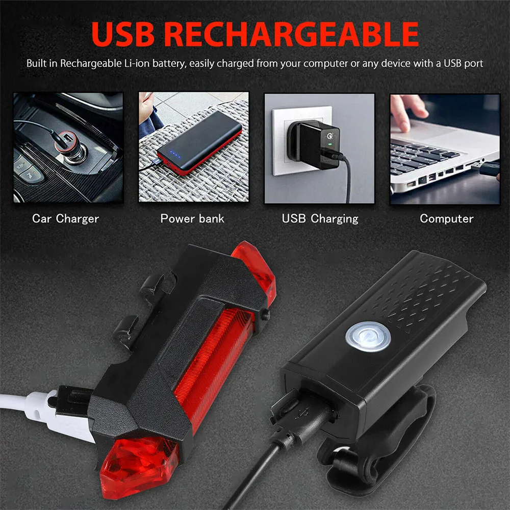 Комплект велосипедных фар с зарядкой через USB Передний фонарь задним фсветильник