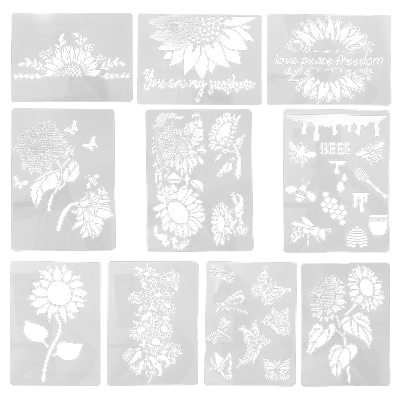 

E9LB 10 Pcs Kids Hollow Painting Template Stamping Making Photo Album Card