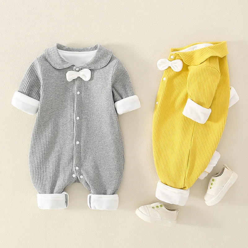 

Newborn Rompers Fashion Long Sleeve Tie Baby Jumpsuit Ins Fashion Cotton Soft Comfort Boys Girls Romper