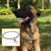 metal stainless chain dog collar silver cuban link dog slip chain choke collar steel strong slip dog collars for pet