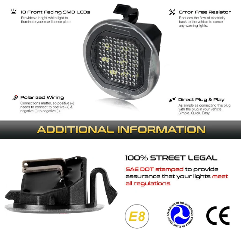 2 шт. 6000K светодиодные лампы под зеркалом для Chevrolet Tahoe Suburban Silverado GMC Yukon Sierra 1500 2500 3500