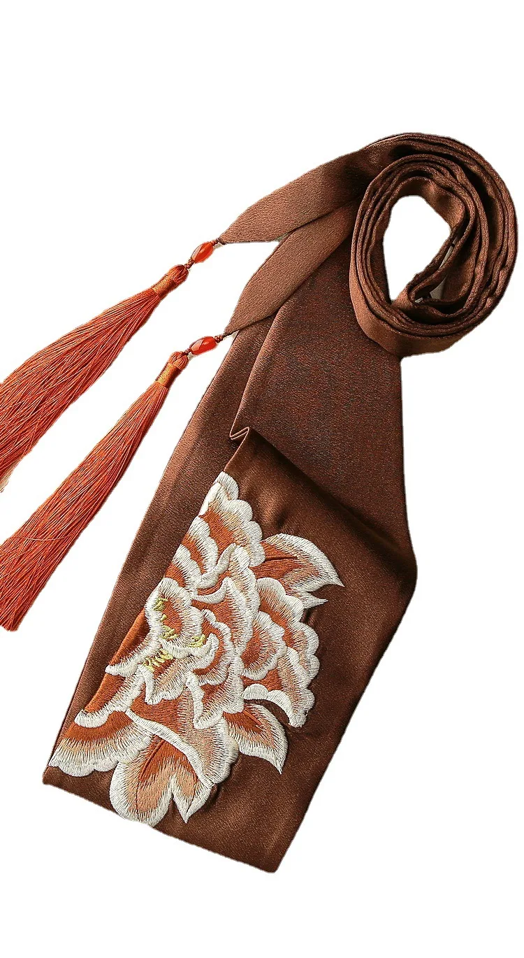 

Goowail Brand Traditional Embroidery Waist Belts For Women Classical Floral Design With Tassel Female Luxury Wiast Cummerbunds