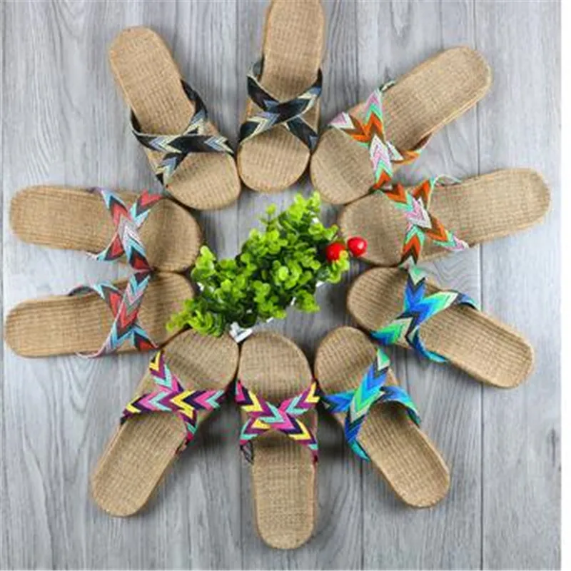 

Men Ladies Slippers Home Slippers Women Summer Colorful Weave Cross Strap Round Toe Casual Open Toe Summer Fashion Slippers