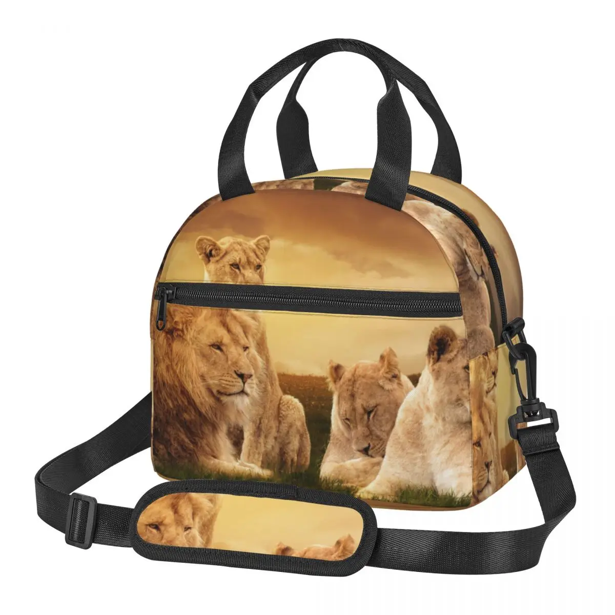 

Fresh Cooler Bag Animal African Lion Portable Thermal Lunch Bag For Women Lunch Box Tote Food Bag
