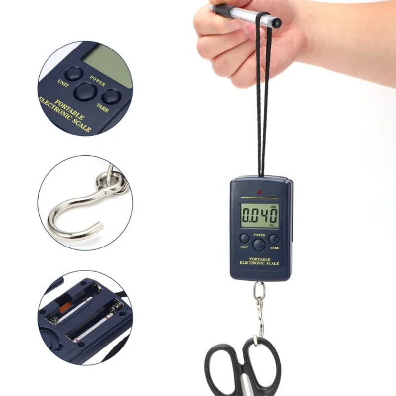 

Black LCD Mini Electronic Scale Digital Scales 0.01kg - 40kg Hanging Scale Luggage Weight Balance Steelyard