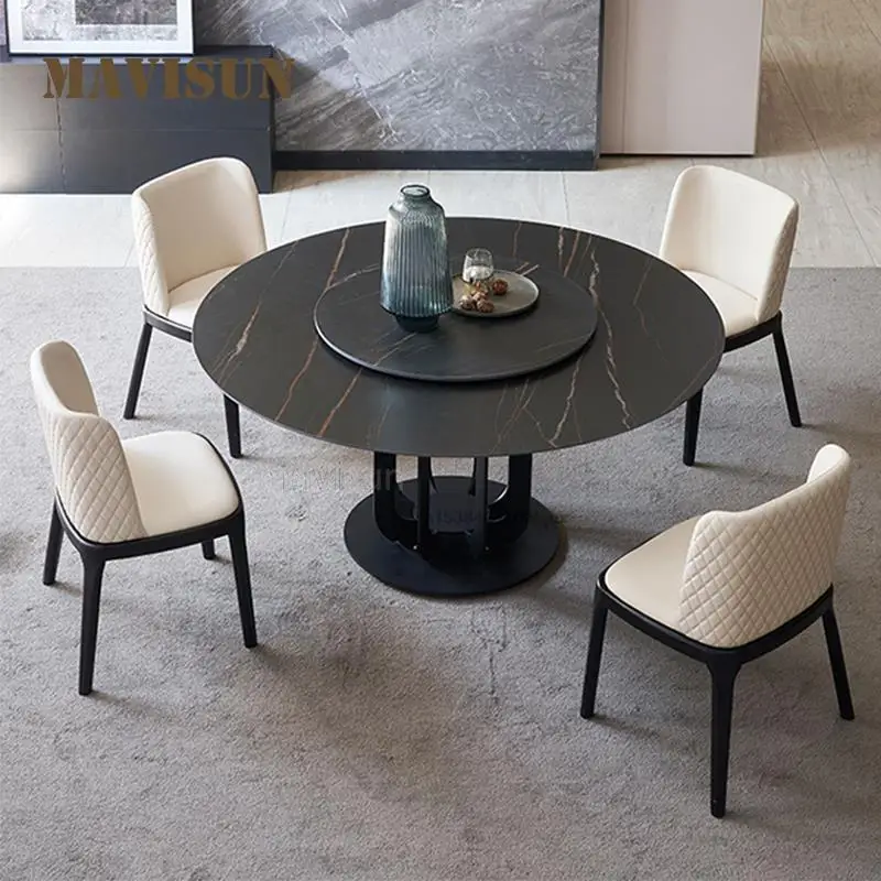 

Luxury Modern Home Furniture Marble Wedding Dinning Tables Sets With Turntable Italian Rock Plate Round Table For Living Room