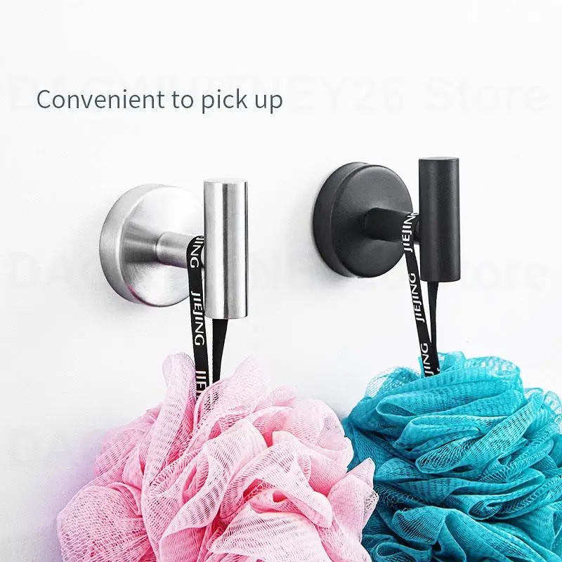 

Stainless Steel Hat Holder Clothes Wall Mount Hanging Black Silver Steel Hooks Black Adhesive Towel Bathroom Kitchen Storage