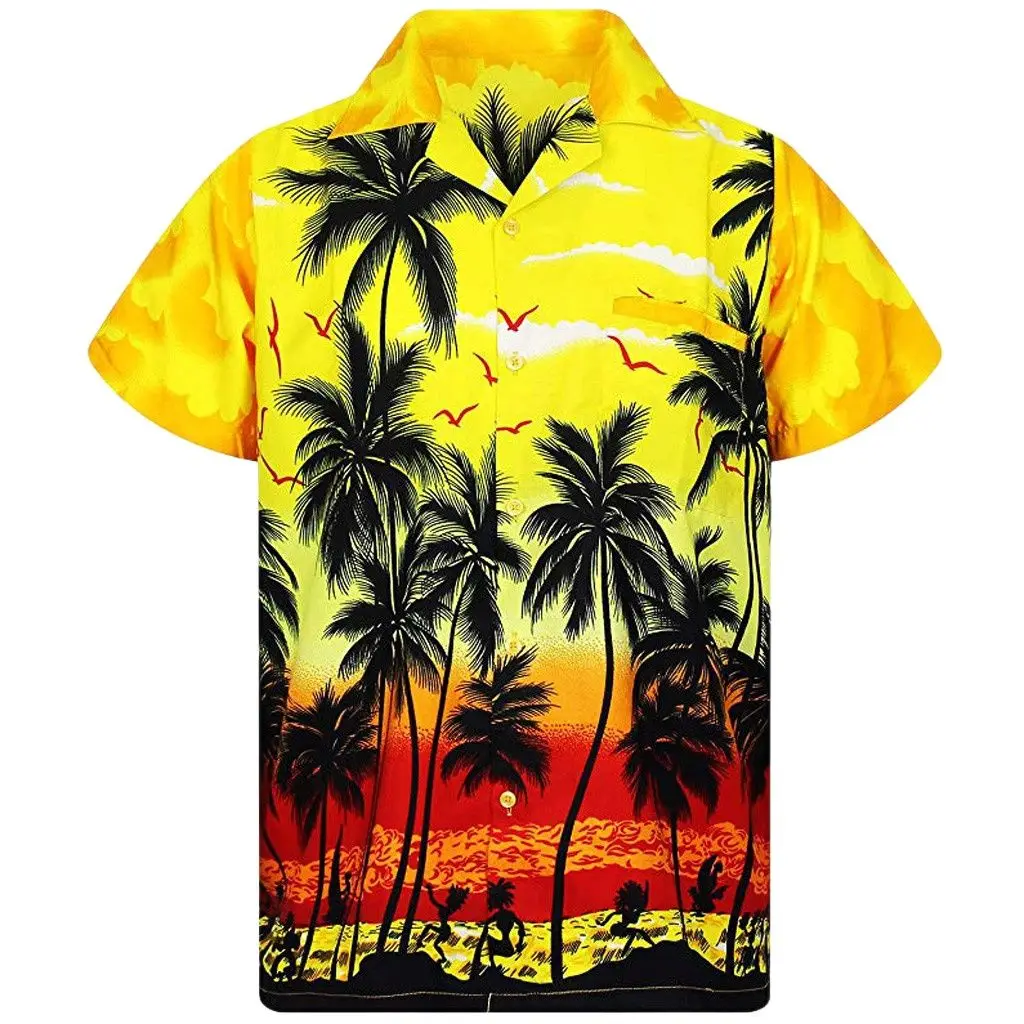 Summer fashion 3D men's shirt oversized beach men's shirt Short sleeve Coconut tree Hawaiian Print Top men's