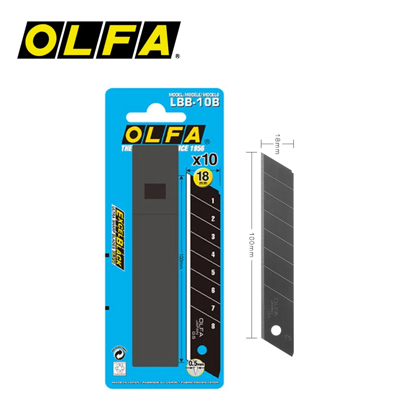 

OLFA LBB-10B Spare Blades for Heavy-Duty Cutter Excel Black 10PCS 18mm Ultra Sharp Blade Utility Knife Accessories for L-2 L5-AL