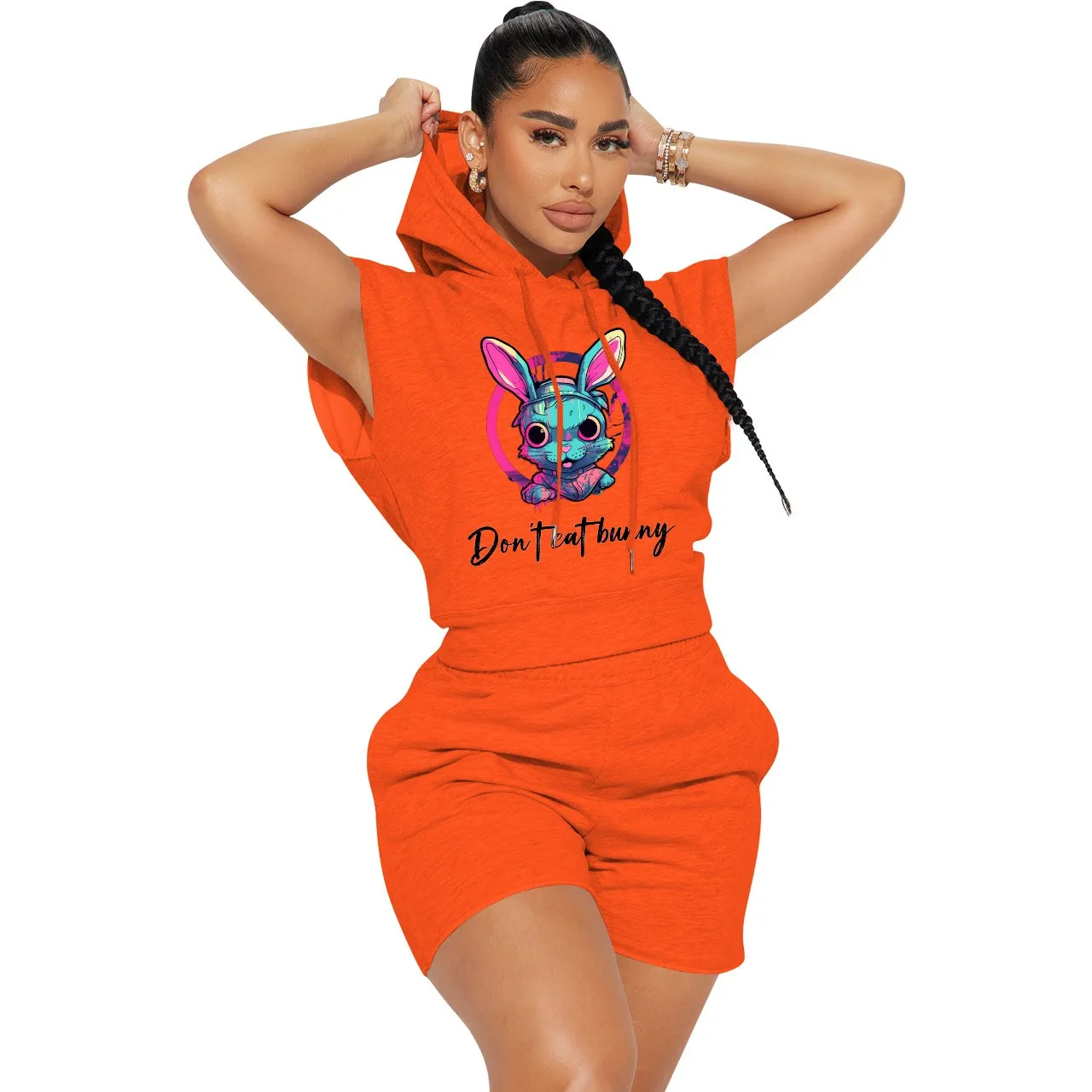 WSFEC S-XL Summer Fashion Two Piece Sets Womens Outfits Short Sleeve Rabbit Pattern Hoodie Sweatsuit for Women Casual Suits 5 WSFEC S-XL Summer Fashion Two Piece Sets Womens Outfits Short Sleeve Rabbit Pattern Hoodie Sweatsuit for Women Casual Suits 5