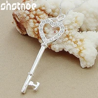 925 sterling silver 16 30 inch chain aaa zircon heart key pendant necklace for women engagement wedding fashion charm jewelry