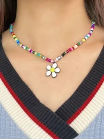 timeless wonder fancy enamel flower geo beaded necklace for women designer jewelry trendy ins rare fashion korean gift top 4424