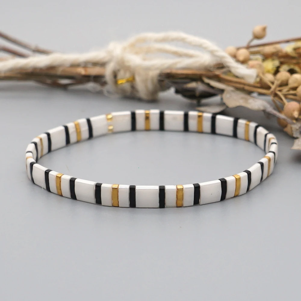 Go2Boho черный белый золотой цвет Tila Pulseras Mujer Moda модный браслет ювелирное изделие из