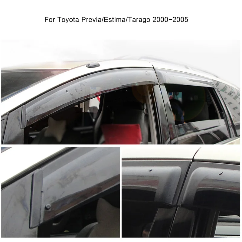 Фото Дефлекторы окон, ветровики, защита от дождя для Toyota Previa/Estima/Tarago 2001, 2003, 2004, 2005 годов выпуска, аксессуары №2