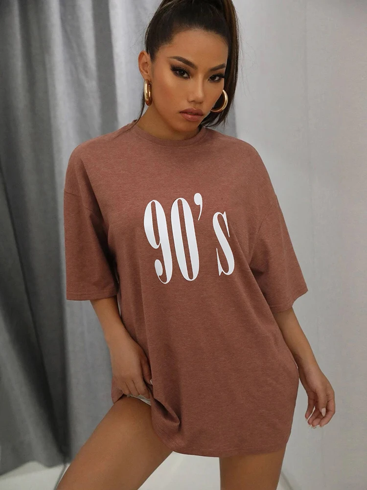 Футболка женская хлопковая оверсайз винтажный брендовый топ в уличном стиле