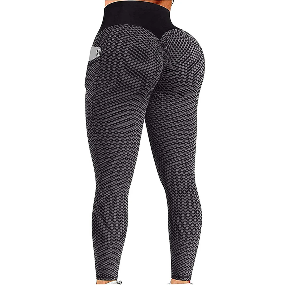 Fastfashiongo Women Fashion Fitness High-Waisted Pocket Hip Lift Solid Color Yoga Leggings Energy Workout Pants