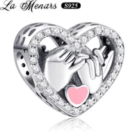 la menars finger heart metal beads sterling silver 925 charm fit original silver bracelet diy jewelry make silver beads