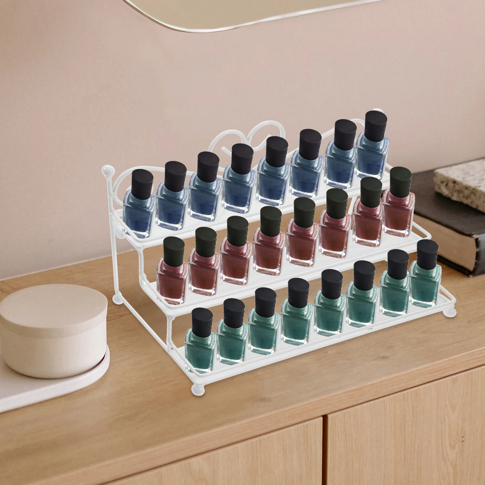 Metal Nail Polish Organizer Holder Table Posh Dispaly Organizing Rack (Black)