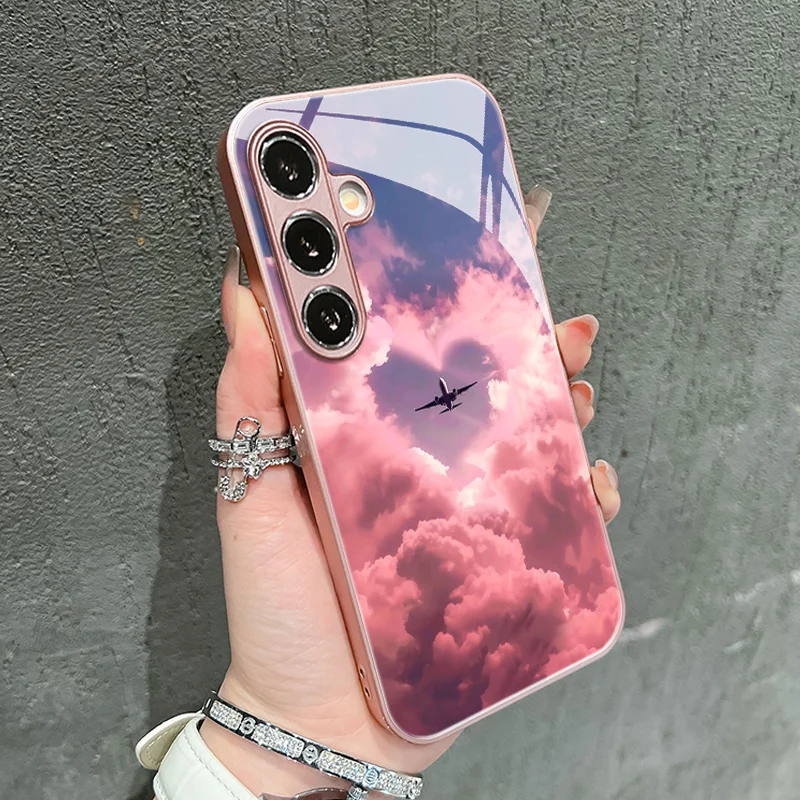 Стеклянный чехол для телефона с рисунком самолета, подходит для Samsung Galaxy S26 S25 S24 S23 S22 S20 FEUltraPlus, противоударный. (art.: 3920dd0fd855b) - 3920dd0fd855b