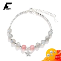 trendy 925 sliver jewelry women bracelet accessories with moonstone star moon shape chain bracelets for wedding engagement party