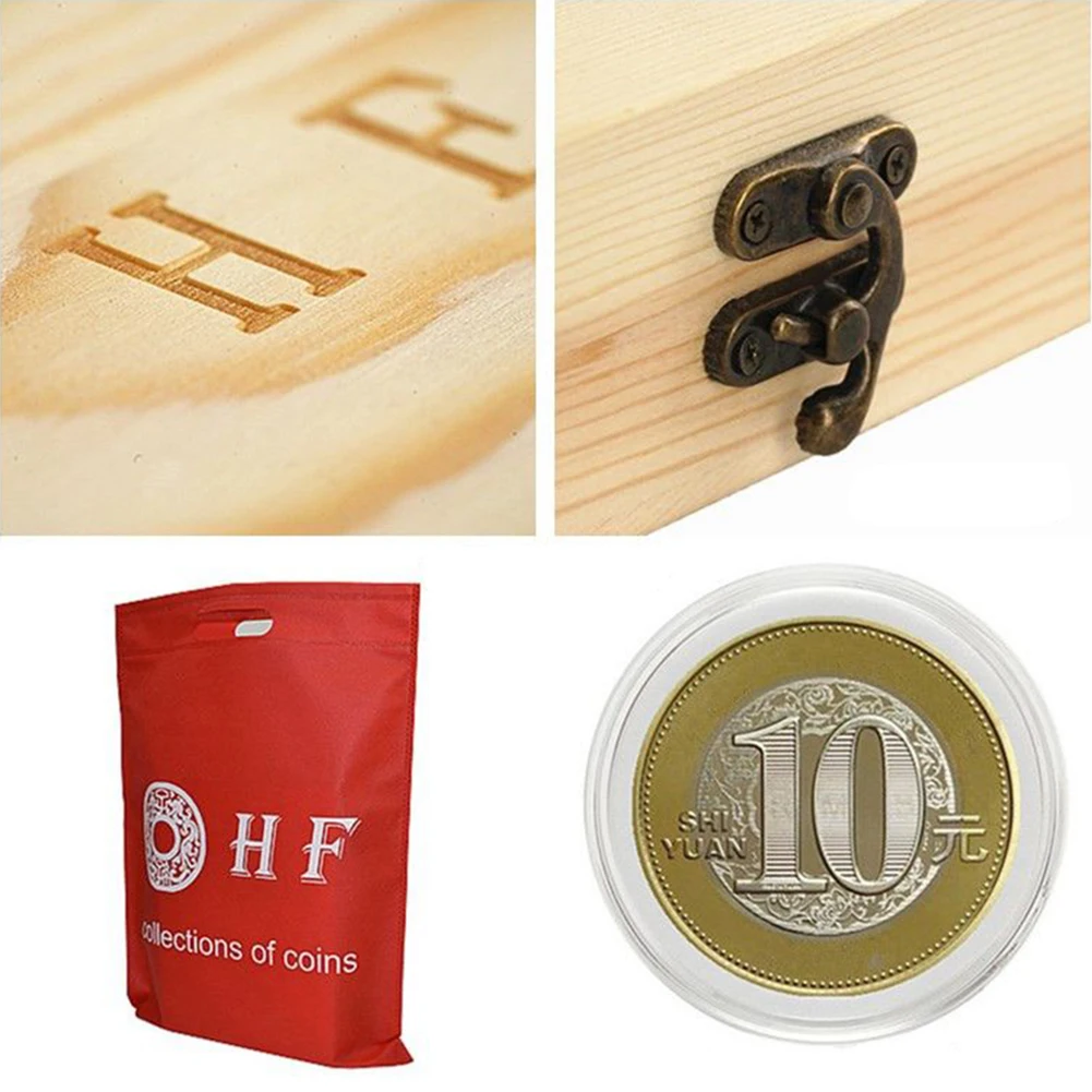 

30/50/100pcs Coin Storage Box Wooden Coin Capsule Case With Protector Gasket For Commemorative Coins Medal Collection Supplies