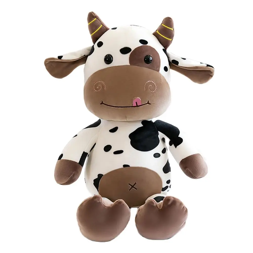 25CM Cartoon Calf Plush Stuffed Toy Big Spot Clothes Cow Auspicious Ragdoll Children's Company Birthday Gift Anime Pattern