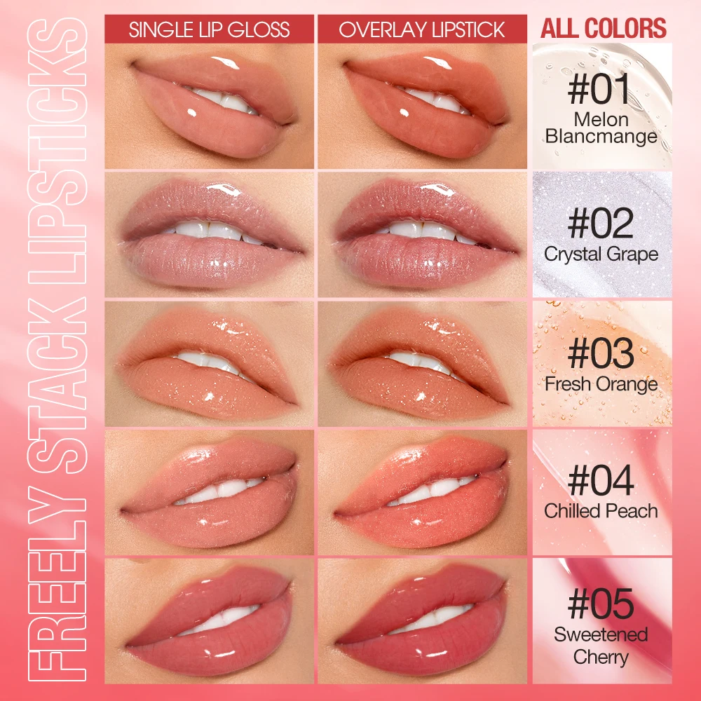 O.TWO.O Moisturizing Lip Tint gloss Oil 5 Crystal Colors Long-lasting Nutritious Makeup Sexy Plump Glow Plumper |