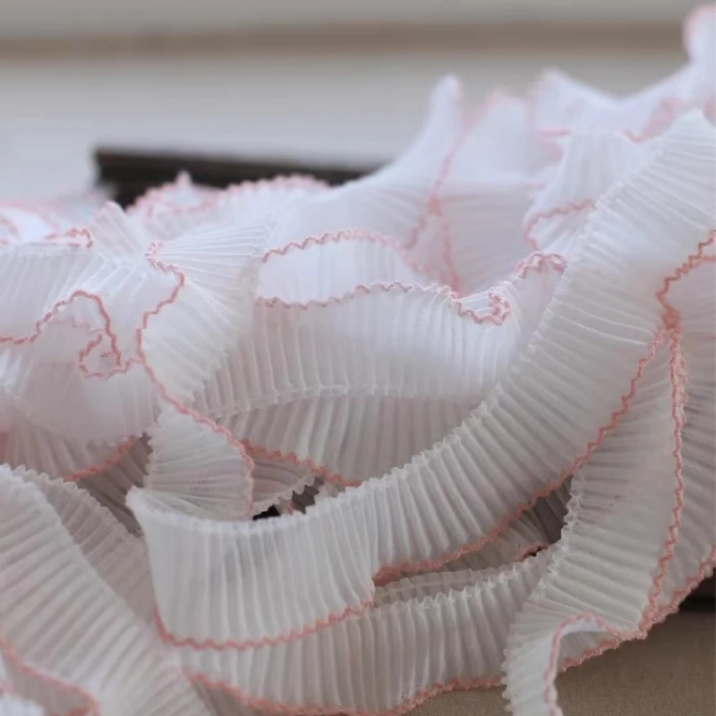 Мягкая Белая шифоновая цветная нить шириной 3 см плиссированное кружево сделай