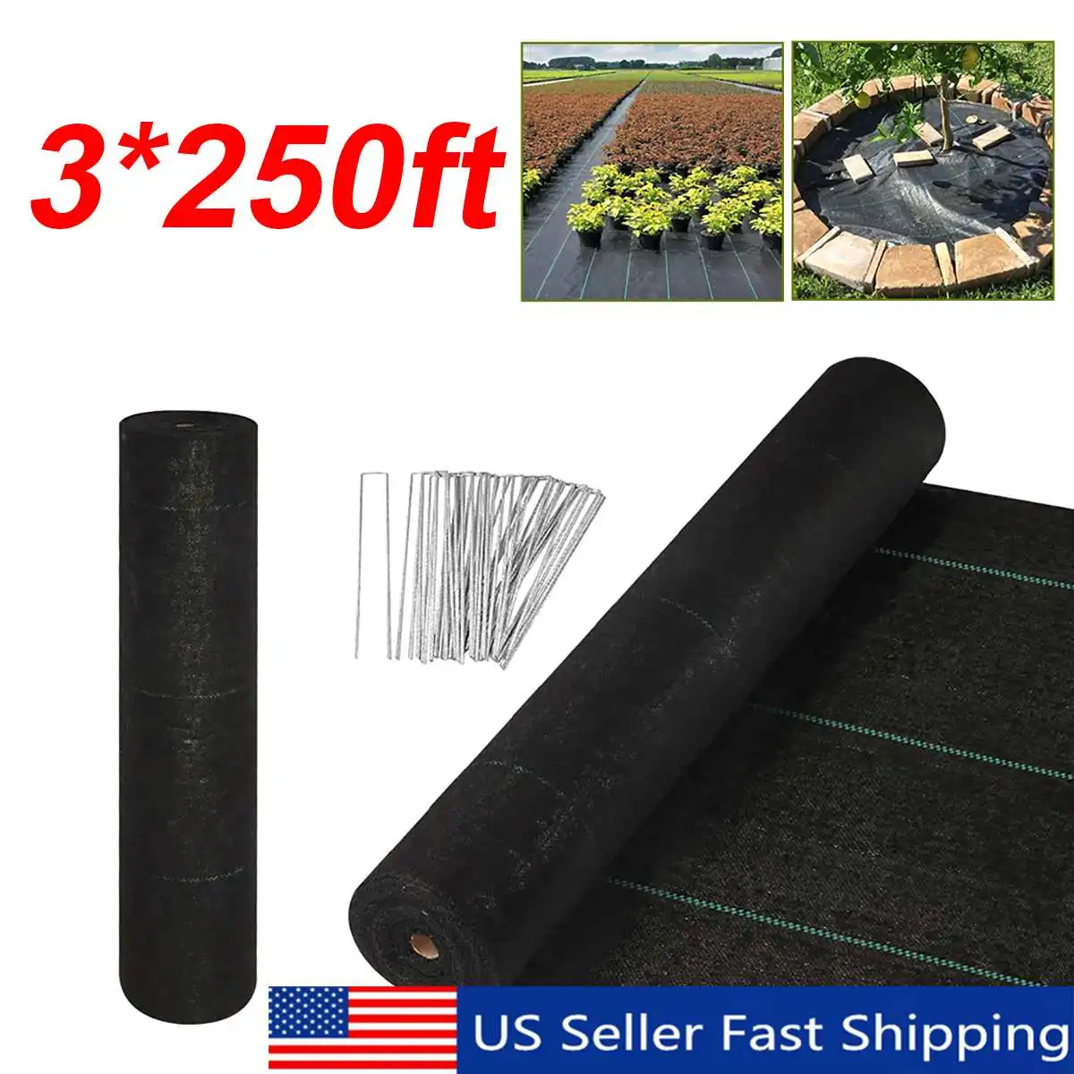 250FT Agricultural Anti Grass Cloth Farm-oriented Weeds Barrier Mat Plastic Mulch Thicker Orchard Garden Weeding Control Fabric