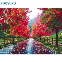 sdoyuno painting by numbers on canvas for adults kits picture with frame coloring by number park landscape diy home decor