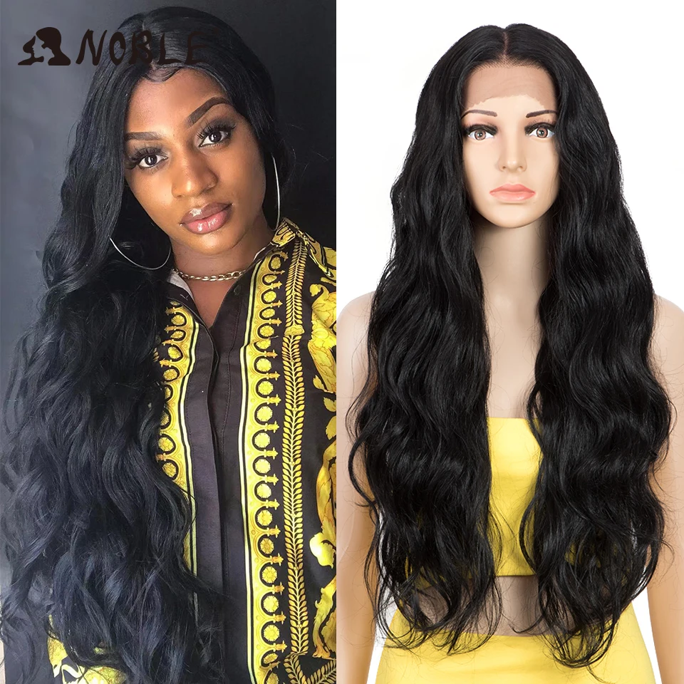 Noble Synthetic Lace Front Wig 13X6 Lace Front Synthetic Hair Wig 30 Inch Wavy Deep Wave Transparent Lace Front Wigs For Women