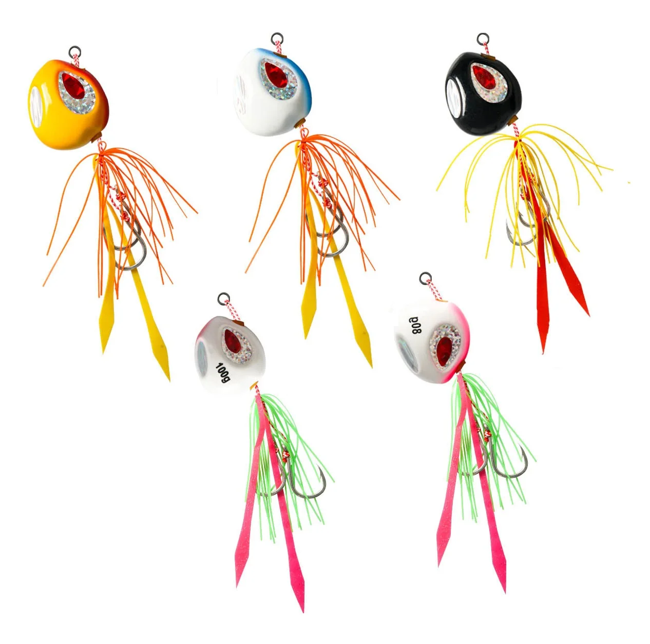 

Luminous Rubber Jig Head with Skirt Snapper Grouper Saltwater Jigging Lure Pesca Sea Bream 60g/ 80g/100g/120g/150g/200g
