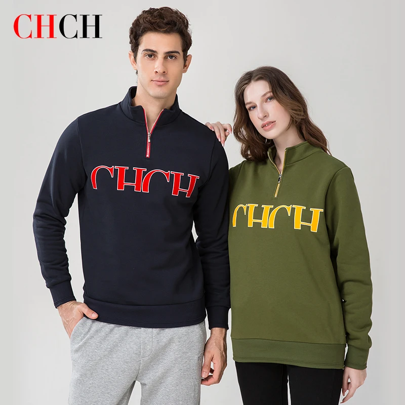 

CHCH 2023 Women Sweater Long Sleeved Jacket Luxury Casual Soft Elastic Turtleneck Zipper Pullover Men Women Couple Sportswear
